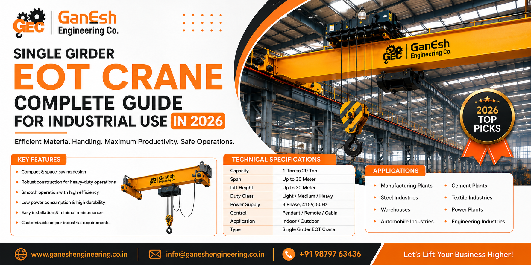  Single Girder EOT Crane Complete Guide for Industrial Use in 2026